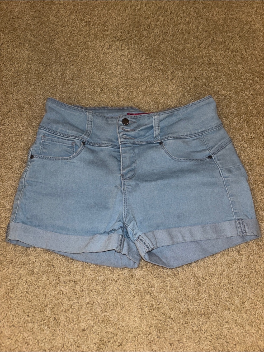 Wax Jean Light Blue Rolled-Hem Denim Shorts